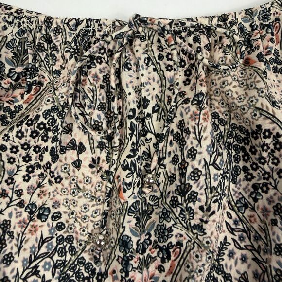 Paige Elise Floral Puffed Sleeve Crop Top In Ecru Multi Short Sleeve Medium - Picture 7 of 11